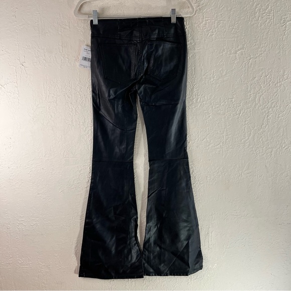 Free People Faux Leather Penny Pull On Flare Jeans in Black - Picture 8 of 12